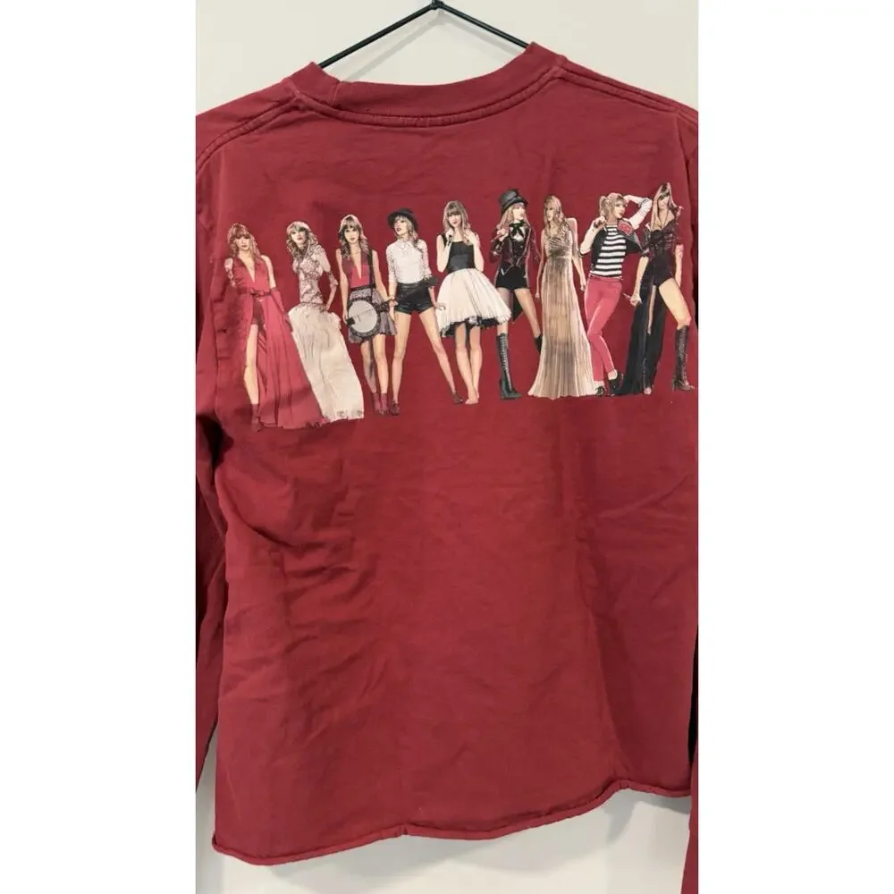 Taylor Swift Red Long Sleeve T-Shirt Crop Top Size Small - Picture 8 of 8